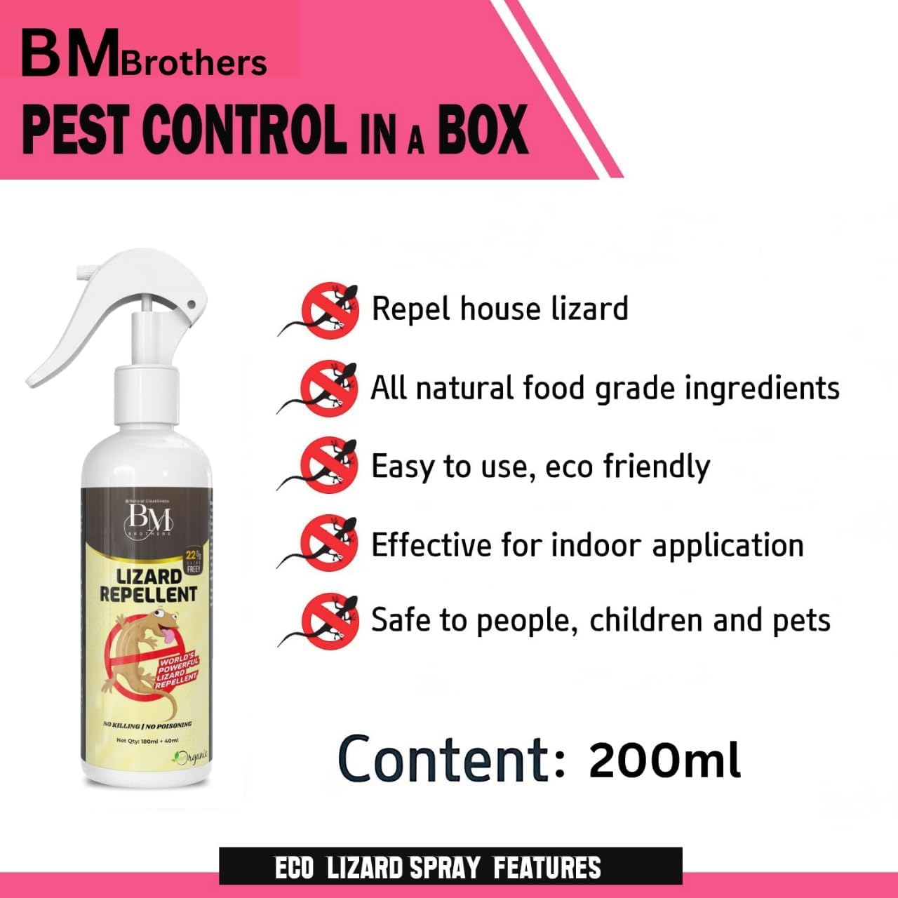 Lizard Repellent for Home Spray Pest Control | Made With Plants Oil, Irritant-Free, Chemical-Free