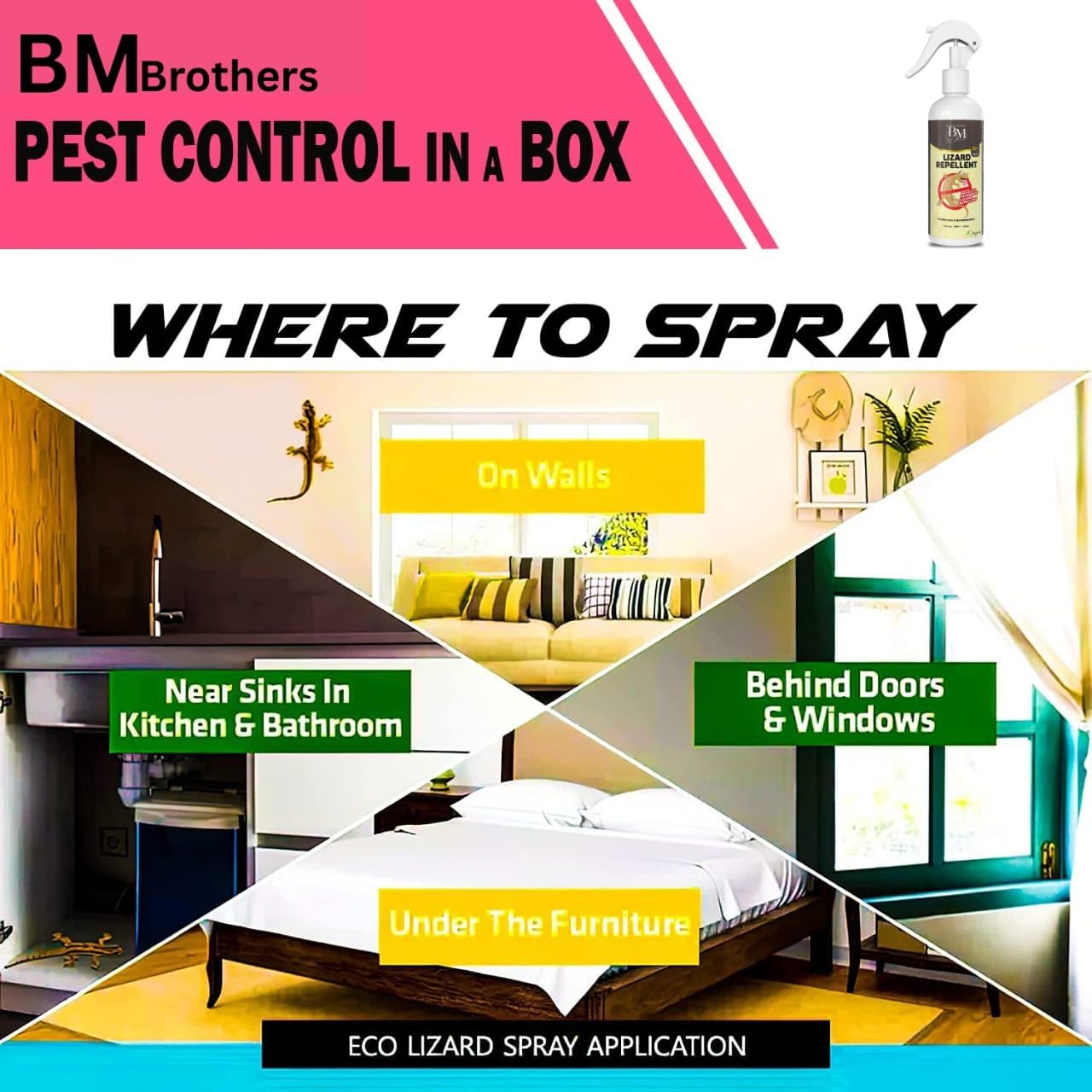 Lizard Repellent for Home Spray Pest Control | Made With Plants Oil, Irritant-Free, Chemical-Free